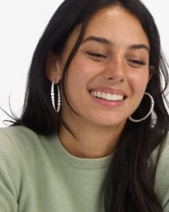 "Oh She Fancy" Graduated Hoops 2" - Silver|White Diamondettes -Melinda Maria OhSheFancyGraduatedHoops2 E7097 S E V2