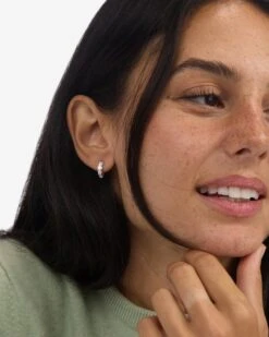 "Oh She Fancy" Graduated Huggies - Silver|White Diamondettes -Melinda Maria OhSheFancyGraduatedHuggies E7094 S E V2