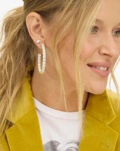 "Oh She Fancy" Hoops 2" - Gold|White Diamondettes -Melinda Maria OhSheFancyHoops2 E7119 G WT E V1