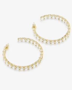 "Oh She Fancy" Hoops 2" - Gold|White Diamondettes -Melinda Maria OhSheFancyHoops2 E7119 G WT P V2