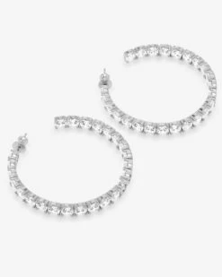 "Oh She Fancy" Hoops 2" - Silver|White Diamondettes -Melinda Maria OhSheFancyHoops2 E7119 S WT P V2