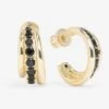 "Oh She Fancy" Smooth & Diamond Hoops - Gold|Black Diamondettes -Melinda Maria OhSheFancySmooth DiamondHoops R6115 G BLKCZ P V1