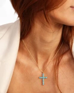 "Oh She Fancy" Cross Pendant - Gold|Blue Opal -Melinda Maria OhSheFancy BlueOpalCrossPendant E G MarchCollection 2024 18333f83 fd9f 4860 853e 752a139559ab