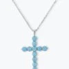 "Oh She Fancy" Cross Pendant - Silver|Blue Opal