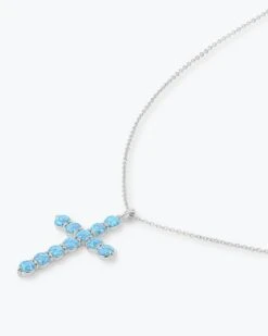 "Oh She Fancy" Cross Pendant - Silver|Blue Opal -Melinda Maria OhSheFancy BlueOpalCrossPendant N6214 P S March Collection2693 V e2746b38 e91c 46d7 95a1 22ec225becae