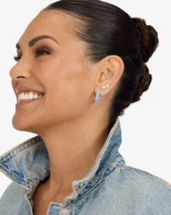 "Oh She Fancy" Hoops .75" - Gold|Blue Opal -Melinda Maria OhSheFancy Hoops.75 E5087 G BOPCZ2414