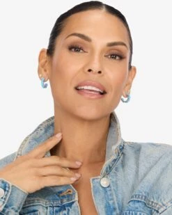 "Oh She Fancy" Hoops .75" - Silver|Blue Opal -Melinda Maria OhSheFancy Hoops.75 E5087 S BOPCZ2465