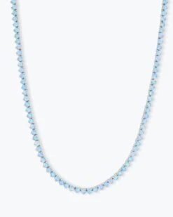 Not Your Basic Tennis Necklace - Silver|Blue Opal