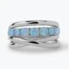 "Oh She Fancy" Stacked Blue Opal Ring - Silver|Blue Opal