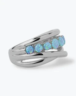"Oh She Fancy" Stacked Blue Opal Ring - Silver|Blue Opal -Melinda Maria OhSheFancy StackedBlueOpalRing R6115 P S March Collection2854 V2 42891c84 fbd4 4bff a8f1 4709d8b5b973