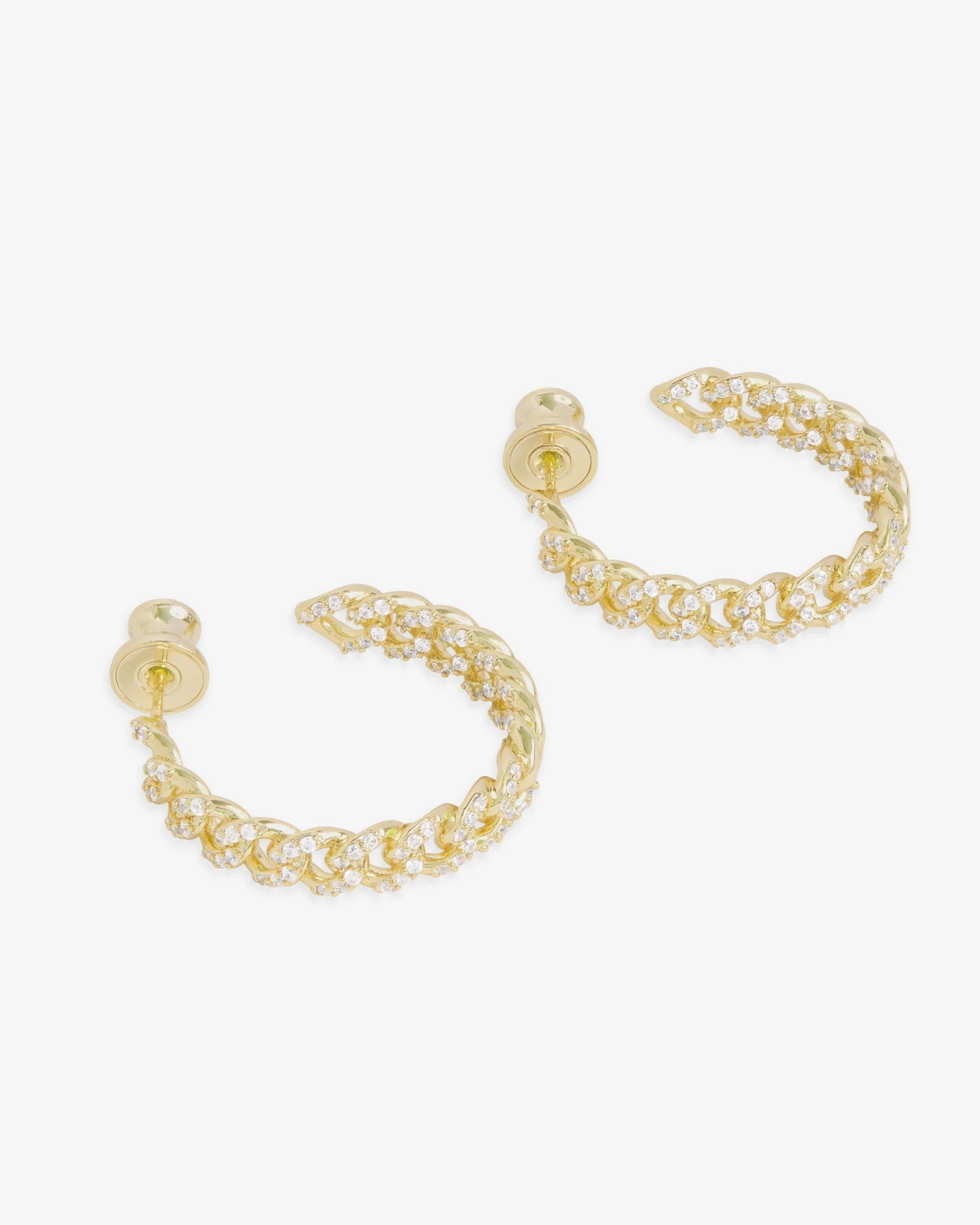 Pavé Julian Chain Hoops 1" - Gold|White Diamondettes 5 Pavé Julian Chain Hoops 1" - Gold|White Diamondettes - Image 3