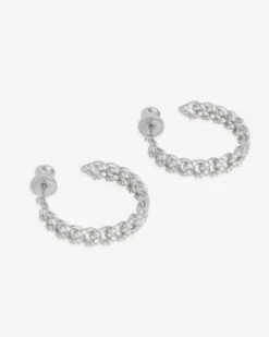 Pavé Julian Chain Hoops 1" - Silver|White Diamondettes -Melinda Maria PaveJulianChainHoops1 E7157 S WTCZ P V2