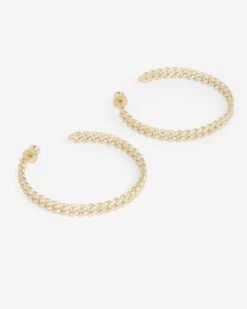 Pavé Julian Chain Hoops 2" - Gold|White Diamondettes -Melinda Maria PaveJulianChainHoops2 E7158 G WTCZ P V2