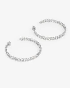 Pavé Julian Chain Hoops 2" - Silver|White Diamondettes 9 Pavé Julian Chain Hoops 2" - Silver|White Diamondettes -Melinda Maria PaveJulianChainHoops2 E7158 S WTCZ P V2