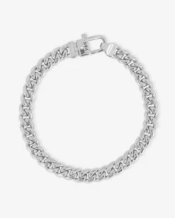 Pavé Julian Cuban Chain Bracelet 6.8mm - Silver|White Diamondettes -Melinda Maria PaveJulianCubanChainBracelet6.8mm B1456 S WTCZ BACK P V1