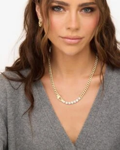 Pavé Julian Loves Diamonds Necklace - Gold|White Diamondettes 18 Pavé Julian Loves Diamonds Necklace - Gold|White Diamondettes -Melinda Maria PaveJulianLovesDiamondsNecklace N6413 G WTCZ18 E0866