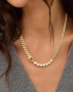 Pavé Julian Loves Diamonds Necklace - Gold|White Diamondettes 14 Pavé Julian Loves Diamonds Necklace - Gold|White Diamondettes -Melinda Maria PaveJulianLovesDiamondsNecklace N6413 G WTCZ18 E0881