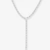 Pavé Serpent Lariat Necklace - Silver|White Diamondettes -Melinda Maria PaveSerpentLariatNecklace N6412SWTCZ V1