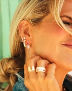 Heiress Ombré Hoops .75" - Gold|Pink Sapphire Ombré -Melinda Maria PinkHighlight LS July Lifestyle 167A9187