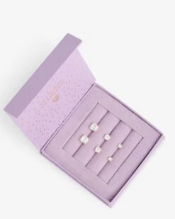 The Queen's Stud Set - Silver|White Diamondettes -Melinda Maria Queen sStudsSetof3 E7125 S WTCZ P V3