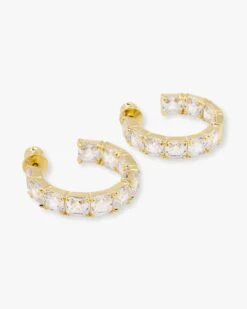 The Queen's Hoops 1" - Gold|White Diamondettes 9 The Queen's Hoops 1" - Gold|White Diamondettes -Melinda Maria Queens1 Hoops G V2 bc5e2d7a 02ae 49d2 9a36 c61a569d9a3a