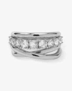 "Oh She Fancy" Stacked Diamond Ring - Silver|White Diamondettes