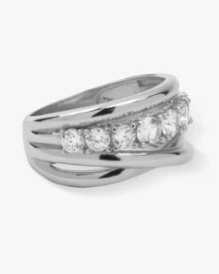 "Oh She Fancy" Stacked Diamond Ring - Silver|White Diamondettes -Melinda Maria RING 1 GOLD V2 a4f16df5 7029 4199 8457 13470d337d24