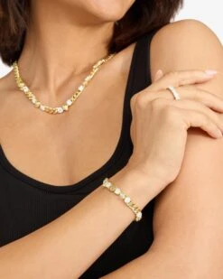 Ride Or Die Cuban Chain Bracelet - Gold|White Diamondettes -Melinda Maria RideorDieCubanChainBracelet B1453 G WTCZ 3529