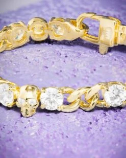 Ride Or Die Cuban Chain Bracelet - Gold|White Diamondettes -Melinda Maria RideorDieCubanChainBracelet FL V1 1