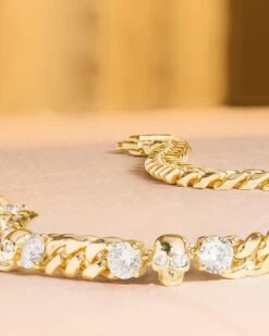 Ride Or Die Cuban Chain Necklace - Gold|White Diamondettes -Melinda Maria RideorDieCubanChainNecklace FL G V2