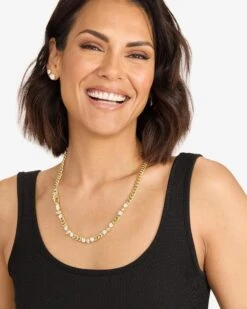 Ride Or Die Cuban Chain Necklace - Gold|White Diamondettes -Melinda Maria RideorDieCubanChainNecklace N6410 G WTCZ22 3559