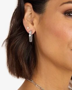 Ride Or Die Soft Hoops - Silver|White Diamondettes -Melinda Maria RideorDieSoftHoops E7155 S WTCZ 3755