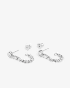 Ride Or Die Soft Hoops - Silver|White Diamondettes -Melinda Maria RideorDieSoftHoops E7155 S WTCZ V2