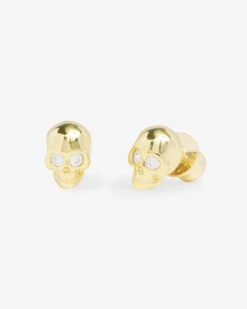 Ride Or Die Studs - Gold|White Diamondettes