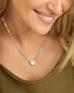 Samantha Loves You More Necklace - Silver|White Diamondettes -Melinda Maria SamanthaLovesYouMoreNecklace N6402 S WTCZ E V1