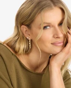 She's A Boss Soft Hoops - Gold|White Diamondettes -Melinda Maria She sABossSoftHoops E7146 G WTCZ E V2