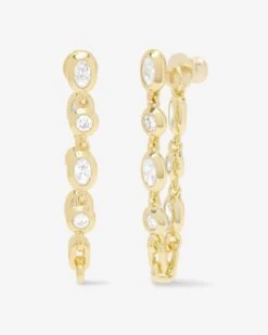 She's A Boss Soft Hoops - Gold|White Diamondettes