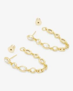 She's A Boss Soft Hoops - Gold|White Diamondettes -Melinda Maria She sABossSoftHoops E7146 G WTCZ P V2