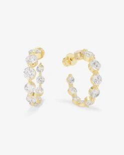 She's An Icon Hoops 1" - Gold|White Diamondettes