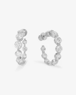 She's An Icon Hoops 1" - Silver|White Diamondettes