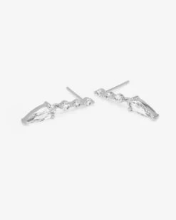She's Arrived Drop Earrings - Silver|White Diamondettes -Melinda Maria She sArrivedDropEarrings E7122 S WT P V2