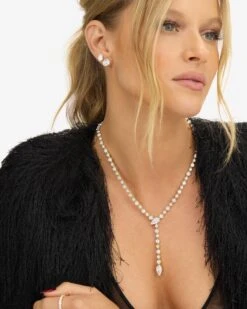 She's Arrived Lariat Tennis Necklace - Gold|White Diamondettes 14 She's Arrived Lariat Tennis Necklace - Gold|White Diamondettes -Melinda Maria She sArrivedLariatTennisNecklace18 N6390 G WT 18 E V1