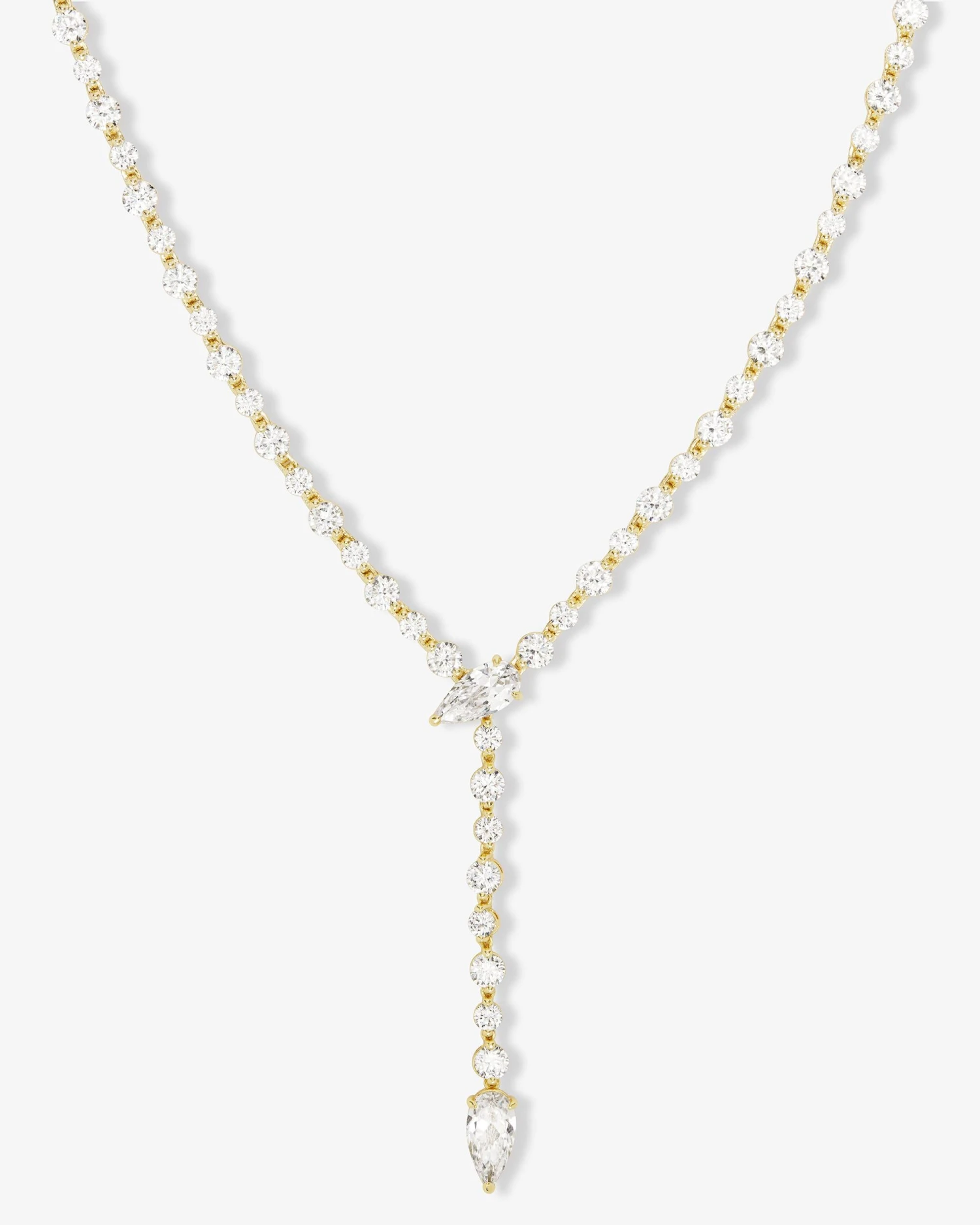 She's Arrived Lariat Tennis Necklace - Gold|White Diamondettes 3 She's Arrived Lariat Tennis Necklace - Gold|White Diamondettes