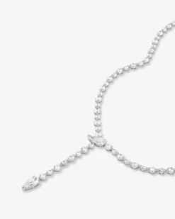 She's Arrived Lariat Tennis Necklace - Silver|White Diamondettes -Melinda Maria She sArrivedLariatTennisNecklace N6390 S WT P V2 249a076d ca75 4ea7 bb09 aa606a5d375e