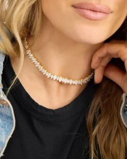 "She's So Fine" Choker - Gold|White Diamondettes -Melinda Maria She sSoFine Choker N6060 G WTCZ E V1