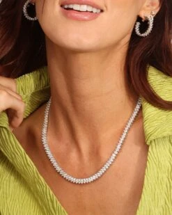 Baby "She's So Fine" Tennis Necklace - Silver|White Diamondettes -Melinda Maria She sSoFine TennisNecklace 18 N6358 E S V1