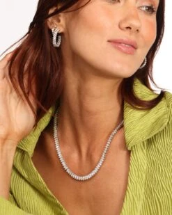 Baby "She's So Fine" Tennis Necklace - Silver|White Diamondettes -Melinda Maria She sSoFine TennisNecklace 18 N6358 E S V2