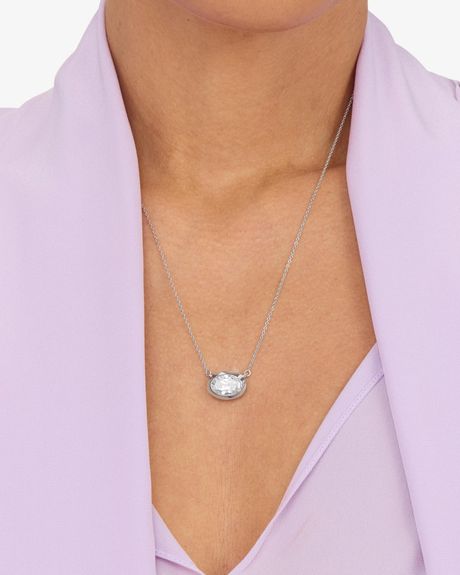 She's A Boss Pendant Necklace - Silver|White Diamondettes 4 She's A Boss Pendant Necklace - Silver|White Diamondettes - Image 2