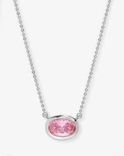 She's A Boss Pendant Necklace - Silver|Pink Diamondettes