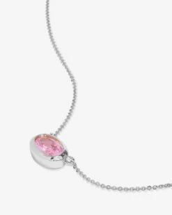 She's A Boss Pendant Necklace - Silver|Pink Diamondettes -Melinda Maria She saBossPendantNecklace N6408SPNKCZ P S V2